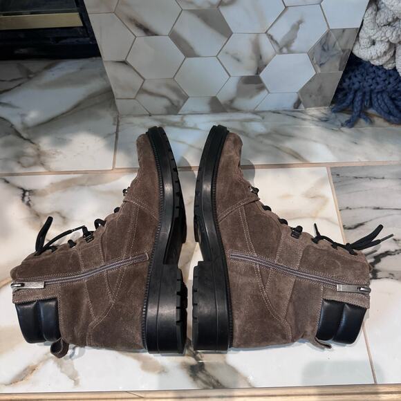 Aquatalia Women’s Lene Weatherproof Taupe Suede Combat Boots Size 9.5 Lug Soles - Picture 6 of 9